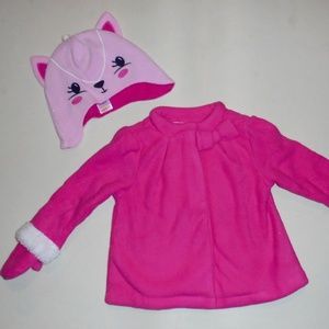 Gymboree Baby Pink Fleece Jacket Hat 12-24M NEW